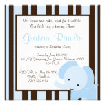 elephant birthday party invite cute fun brown blue