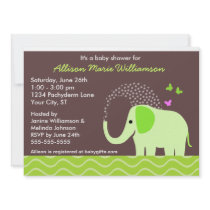 Elephant & Butterflies Baby Shower Announcement