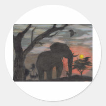 Éléphant d'ombre adhésif rond