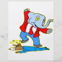Éléphant donnant un coup de pied l'âne prospectus