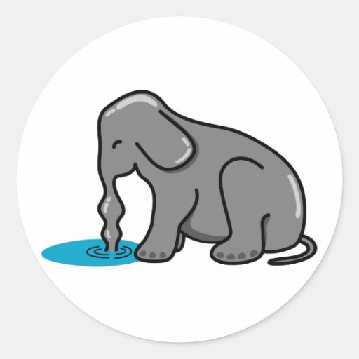 Elephant Drinking (Grey) Stickers