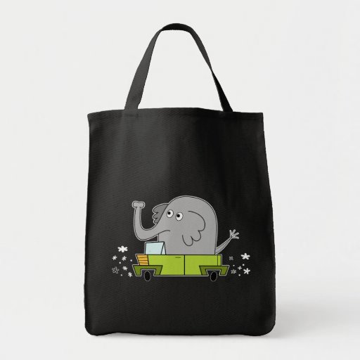 Elephant Driving a Car - Grocery Tote Tote Bag