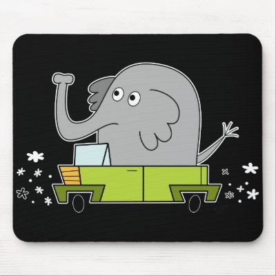 Elephant Driving a Car - Mouse Pad by andymcnally