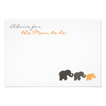 Elephant Family Baby Shower Advice Cards Personalized Invitations