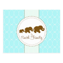 Elephant Family in Chocolate Invitation Postcard