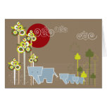 Elephant Family in the Forest Card
