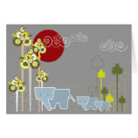 Elephant Family in the Forest Custom Gift Card