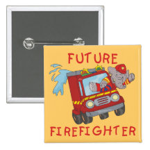 Elephant Future Firefighter T-shirts and Gifts Pin