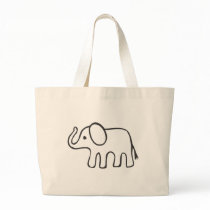 Elephant in Black and White Sketch Tote Bags