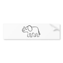 Elephant in Black and White Sketch Bumper Stickers