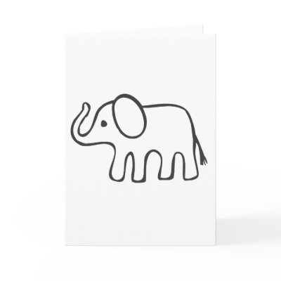 Elephant in Black and White Sketch Card by graphicdesigner