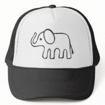 Elephant in Black and White Sketch Trucker Hat