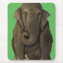 Elephant In Green Mousepads