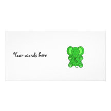 Elephant in light green glitter.png photo card