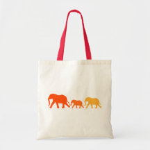 Elephant in Orange Canvas Bags