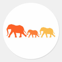 Elephant in Orange Round Sticker