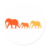 Elephant in Orange Round Sticker