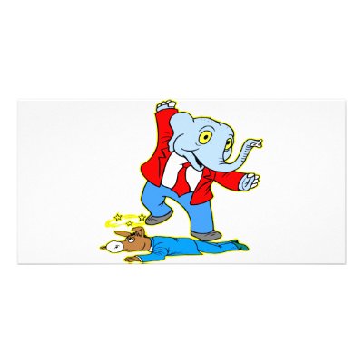 Elephant Kicking Donkey Custom Photo Card by Mustang_Lady