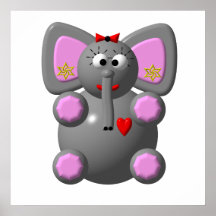 Éléphant mignon avec des boucles d'oreille posters