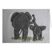 Elephant Mommy & Baby- Truest Love Greeting Card