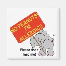 Elephant No Peanuts I'm Allergic Fridge Magnet
