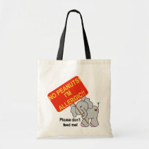 Elephant No Peanuts I'm Allergic Tote Bags