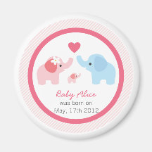 Elephant Parents and Baby Shower Magnets