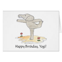 Elephant Practicing Yoga Dancer's pose Greeting Card