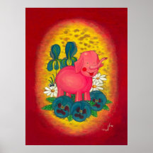 Éléphant rose de jouet poster