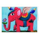 Éléphant rose de vol cartes de vœux