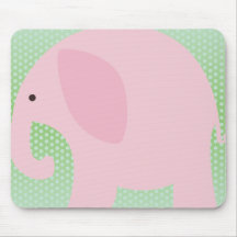 Éléphant rose sur le vert en bon état tapis de souris