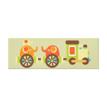 Elephant Safari Train Canvas Wall Decor for Kids Stretched Canvas Print