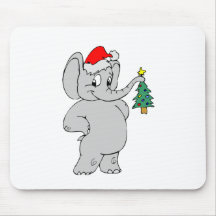 Elephant (Santa Hat) Mouse Pads