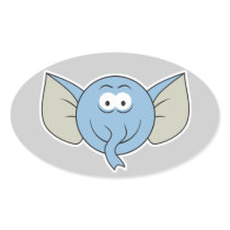 Elephant  Smiley Face Oval Stickers