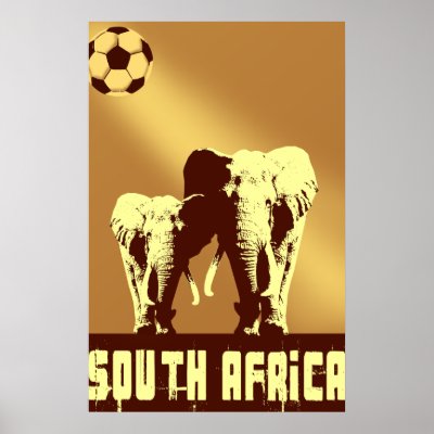 Elephant soccer Safari South Africa Sunset Ball Posters by SoccerJersey