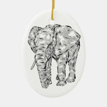 "Elephant Spirit" v.1 - surreal totem animal Christmas Tree Ornament