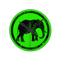 Elephant Stamp Round Clocks