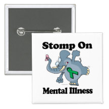 Elephant Stomp On Mental Illness (green) Pin
