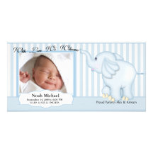 Elephant Sweet Baby Boy Birth Picture Card
