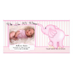 Elephant Sweet Baby Girl Birth Personalized Photo Card