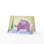 Elephant & the Christmas tree - card
