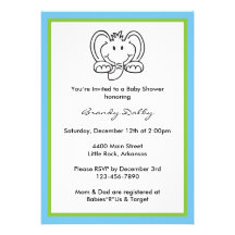 Elephant Themed Baby Shower Invitation