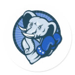 Elephant With Boxing Gloves Democrat Mascot Round Stickers