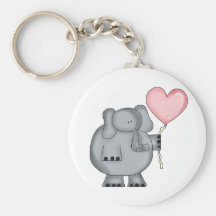 Elephant with Heart Balloon Keychain