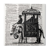 Elephant with Howdah Dictionary Art Ceramic Tile