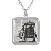 Elephant with Howdah Dictionary Art Necklace