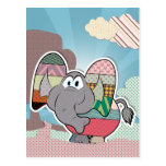 Elephant with textures painted clouds post cards