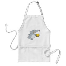 elephant with winner trophy cartoon apron