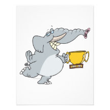 elephant with winner trophy cartoon invite