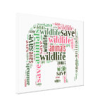 Elephant words cloud stretched canvas print